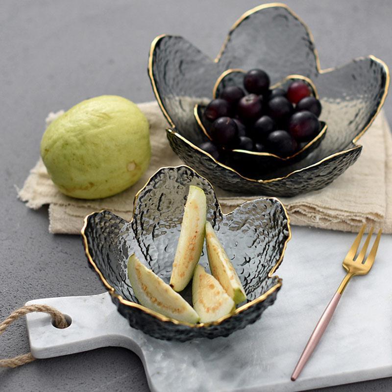 Flower Design Glass Bowls Fruit Bowl Home Decor
