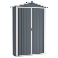 Garden Shed Grey 116X45x175 Cm Galvanised Steel Sheds Summerhouses Carports