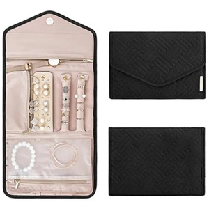 Veile Studios Jewelry Foldable Case Black Small Portable For Journey Earrings Rings Storage Bag Jewellery Holders & Organisers