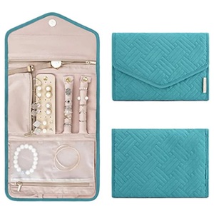 Veile Studios Jewelry Foldable Case Blue Small Portable For Journey Earrings Rings And Brooches Storage Bag Jewellery Holders & Organisers