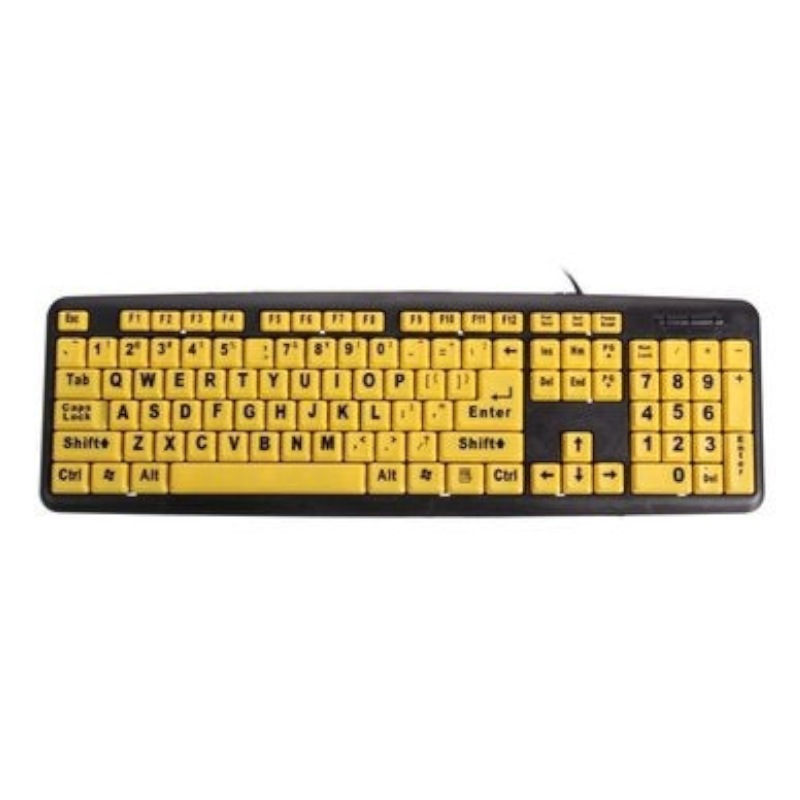 Buy Large Print Usb Computer Keyboard High Contrast Yellow Keys Black
