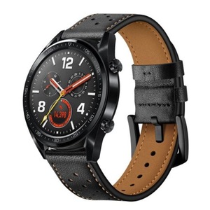 Leather Watch Band Wrist Strap For Huawei Gt / Honor Magic 2 Pro Black Watch Bands