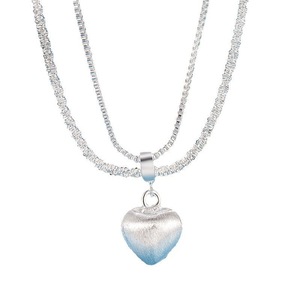 Veile Studios Double Layer Brushed Heart Pendant Necklace For Women High End Feel Fashion Jewelry Necklaces & Pendants