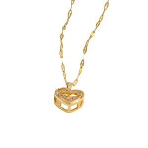 Veile Studios Double Layer Love Necklace With Rhinestones Titanium Steel Pendant Fashion Jewelry Necklaces & Pendants