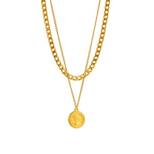 Veile Studios Geometric Portrait Coin Pendant Necklace For Women Multilayer Choker Chain Jewelry Necklaces & Pendants