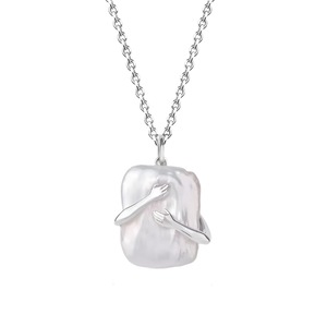 Veile Studios Unique Square Baroque Pearl Couple Pendant Necklace Valentines Day Lover Gift Party Jewelry Necklaces & Pendants
