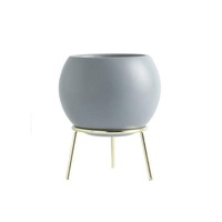Nordic Ceramic Arc Pot With Metal Stand Decor Plant Baskets Pots Window Boxes