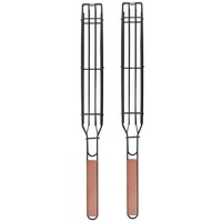 Pair Of Easy Kebab Bbq Grilling Baskets Barbecue Tools