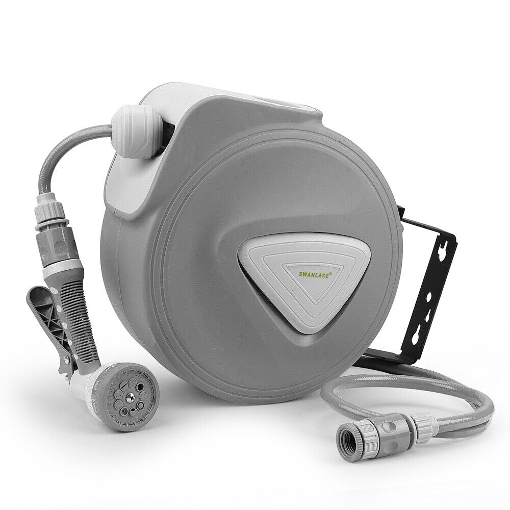 Sedy 10M Retractable Garden Air Hose Reel Storage Auto Rewind Wall Mounted Grey Air Compressors Australia