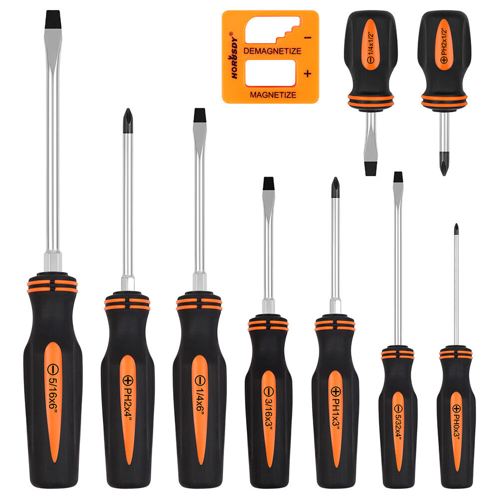 Sedy 10Pcs Magnetic Screwdriver Set Phillips Slotted Magnetizer Non Slip Handle Tool Screwdrivers & Nutdrivers Australia