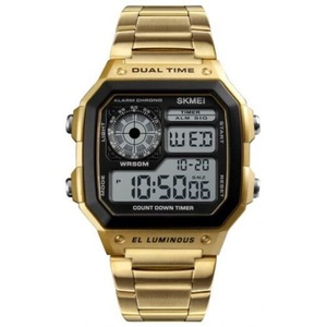 Veile Studios Skmei Men Sportswaterproof Watch Stainless Steel Fashion Digital Wrist Gold Watches