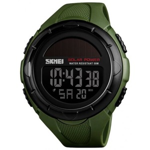 Veile Studios Skmei Solar Outdoor Sports Men's Luminous 12 / 24 Hours Digital Watch Fern Green Watches