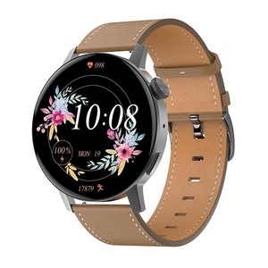 Smart Leather Watch With Colour Screen Black Activity Trackers