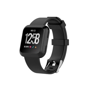 Smart Silicone Glossy Watch Strap For Fitbit Versa Black Watch Bands