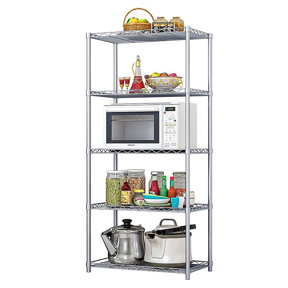 Buy Randy & Travis Machinery 5 Tier Silver Metal Storage Rack Shelving ...