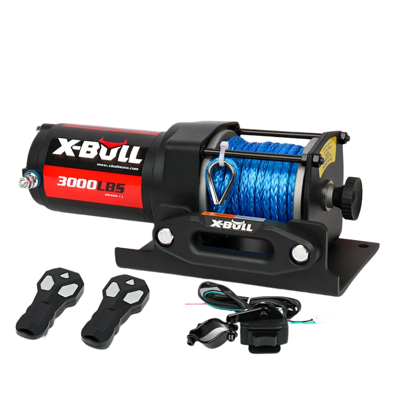 Buy Tow Bars & Winches X Bull Electric Winch 12V 3000Lbs Synthetic Rope ...