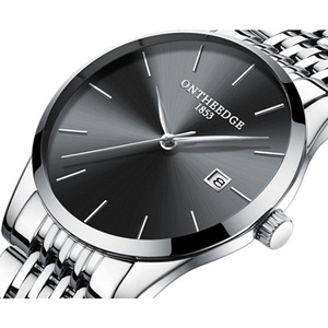 Veile Studios Ultra Thin Steel With Quartz Watch Calendar Waterproof Men's Silver Black Watches