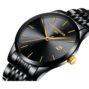 Veile Studios Ultra Thin Steel With Quartz Watch Calendar Waterproof Men's Black Watches