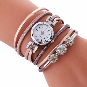 Veile Studios V5 Women Fashion Luxury Rhinestone Leather Bracelet Quartz Watch Multi C Wristwatch Bands
