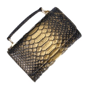 Versatile Lady Crossbody Wrist Bag Multi Functional Big Snake Pattern Dark Gold Women's Bags & Handbags