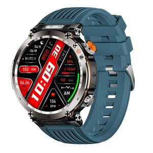 Waterproof Smart Watch With Flashlight And Compass 1 Inch Blue Smart Watches