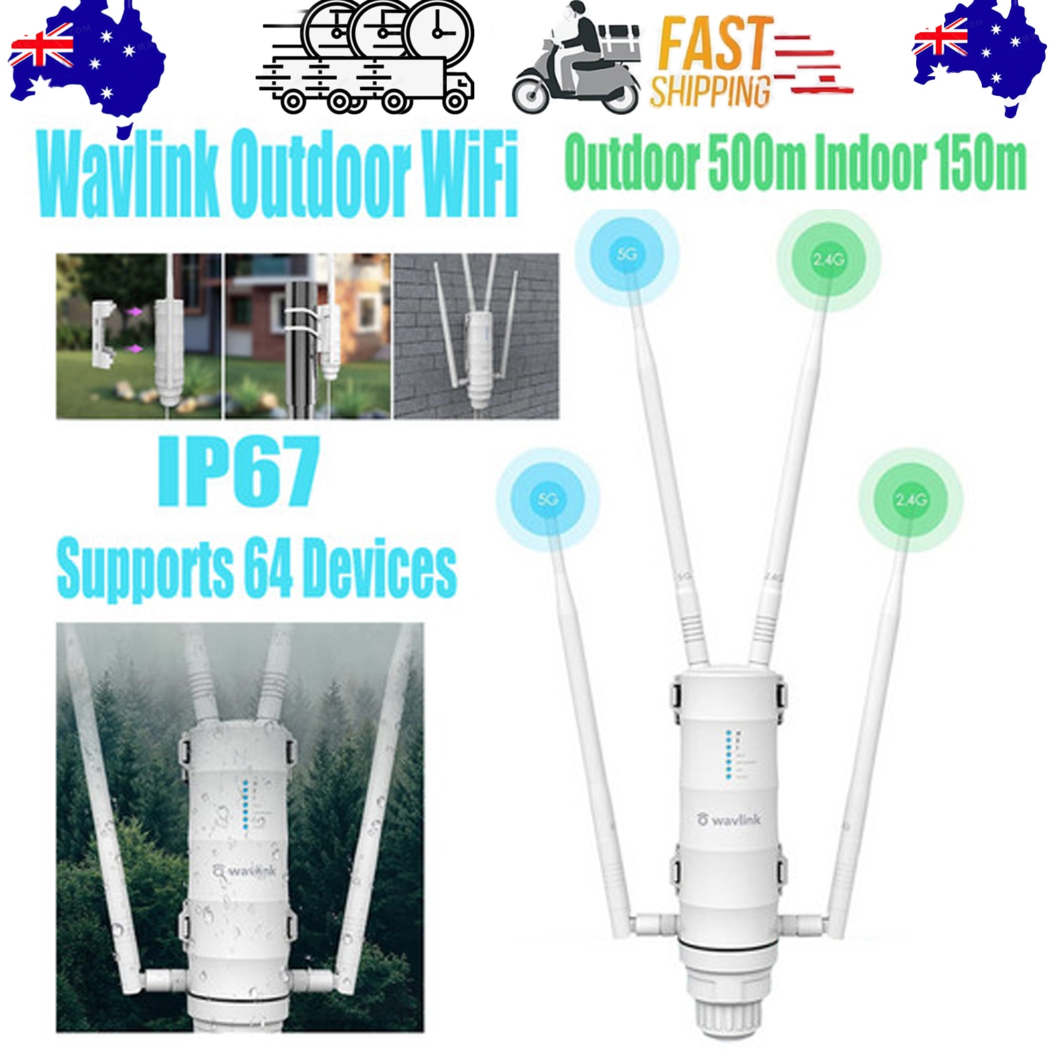 Buy Wavlink Ac1200 Outdoor Dual Band Wifi Extender Router Long Range ...