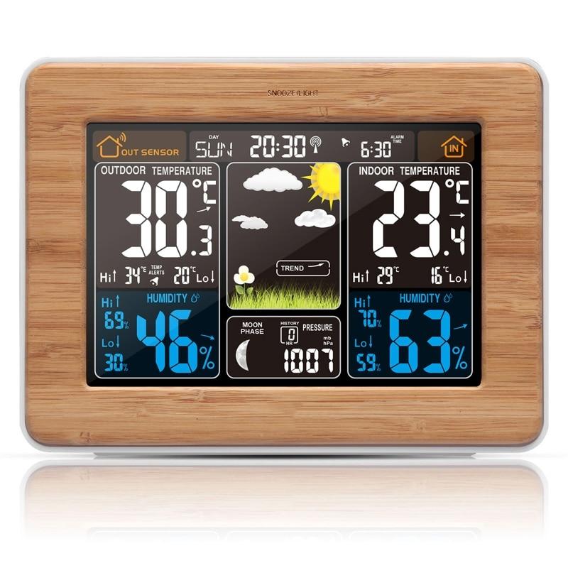 Digital Weather Station Wireless Sensor Lcd Display Alarm Clock Barometer Thermometer Hygrometer