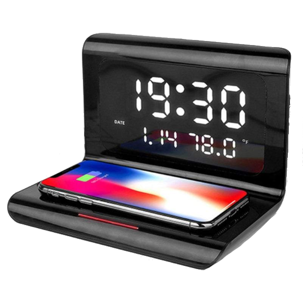 Wireless Phone Chargers Desktop Alarm Clock 3 In 1 For Iphone