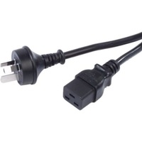 Prolink 15A IEC C19 to SAA Mains AC Plug Oversized Earth Pin Power Lead 2m Black