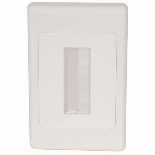 Single gang Brush Cable Entry Wall Plate for pre terminated TV cables 