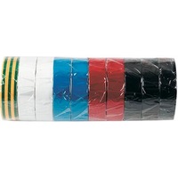 Cabac PVC Electrical Insulation Tape 20mm Roll Rainbow Multicolour 10 Pack