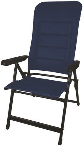 Dark Blue Folding Seven Reclining Position Padded Seat Sturdy Metal Camping Chair