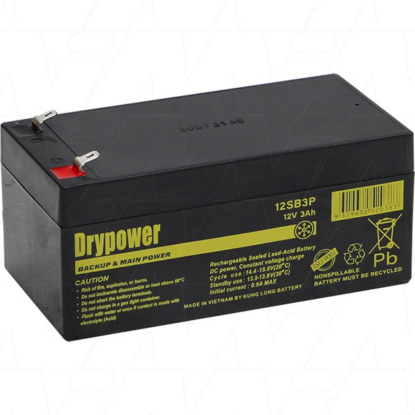 Buy Drypower 12SB3P 12V 3Ah SLA Battery Rp BP3-12 BP3.6-12 PS1230 ...