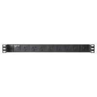 Horizontal Recessed Rack Power Rail Surge 8 Way GPO PDU C14 Input