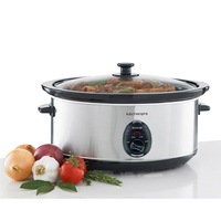 Maxim 320W 6l Removable Ceramic Bowl with Tempered Glass Stainless Steel Slow Cooker
