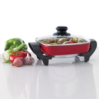 Maxim Mini Electric Fry Pan with Tempered Glass LID 20x20cm New