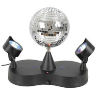 Rotating Disco Ball with LED Spotlights Additional 4 Red and Blue LEDs on Base SL2916