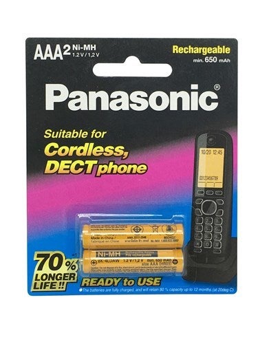 Panasonic 1.2V 650mAH AAA Cordless Nickel Metal Hydride Phone Battery 2 Pack