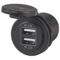 Dual USB Charging Ports 12-24VDC with 4.2A Output Panel & Surface Mount Hardware