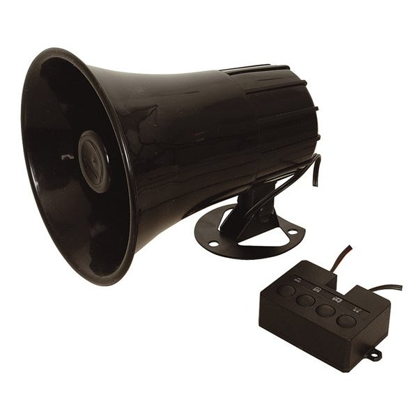 Piezo 12VDC 4-Tone Metal Mounting Bracket Siren with Controller Speaker Black
