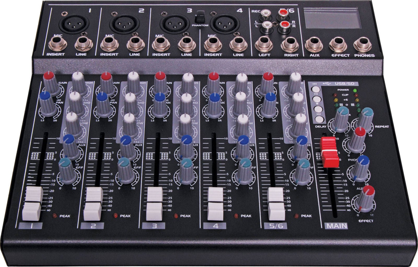 Redback Professional Audio 6 Channel Mixing Desk With USB Playback