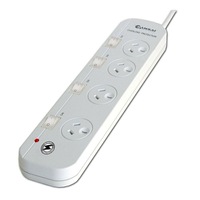 Sansai 4 Ways Individual Switched Surge Protect Powerboard 2 Extra Wide Sockets