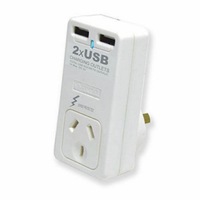 Sansai Dual USB Mains Charger 5V 2.1A & Surge Protect Power Adapter