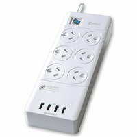 Sansai Power Board 6 Way Outlets 4 USB Charging Ports and Surge Protector
