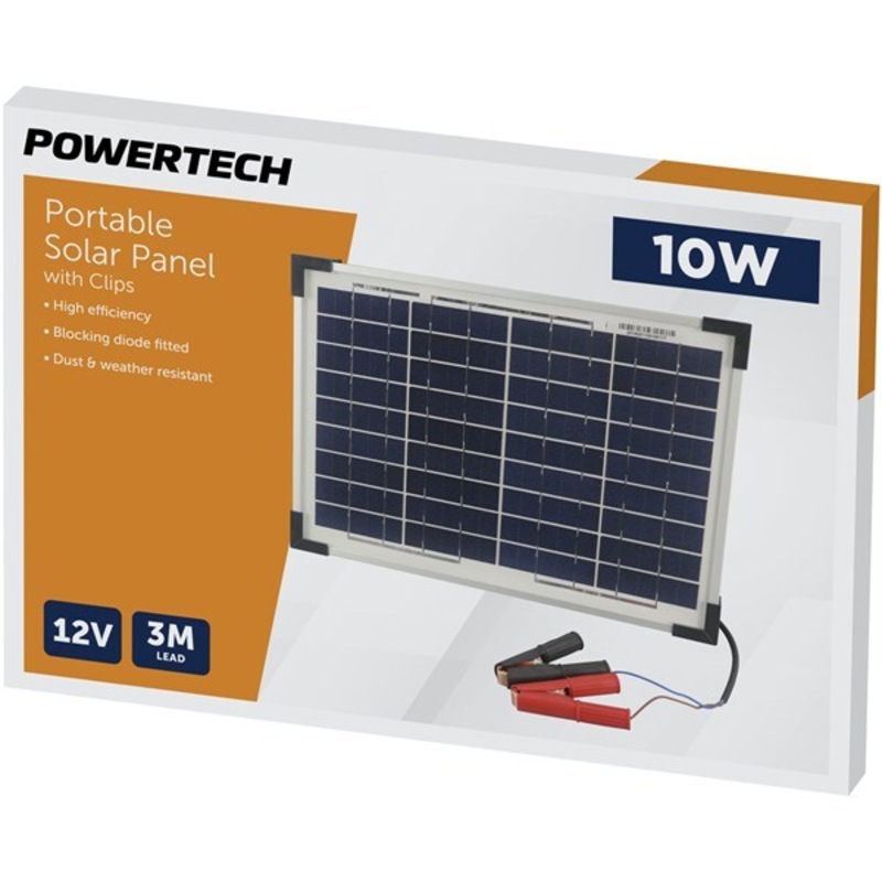 Buy Powertech Solar Panel Charger Kit 12V 10W Caravan Farm Equipment Spare Car MyDeal