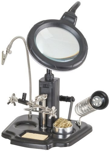  Duratech 90mm Glass Lens with Soldering Iron Stand Third Hand LED Magnifying Lamp