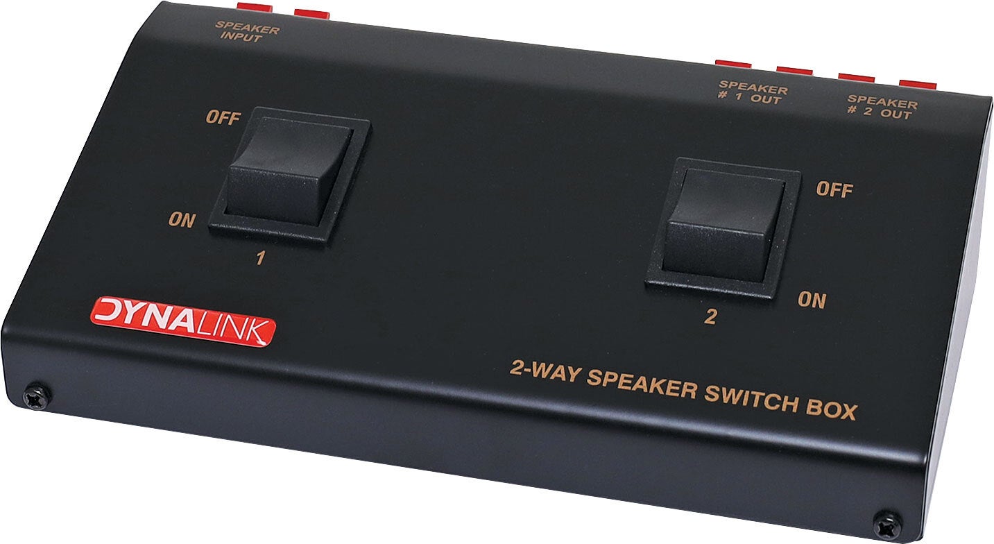 Dynalink 2 Way Stereo Speaker Switch Box Selector on a Single Amplifier Black