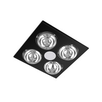 Sunair 3 In 1 Black 4 Globe Bathroom Heater Exhaust Fan with 8W LED Downlight