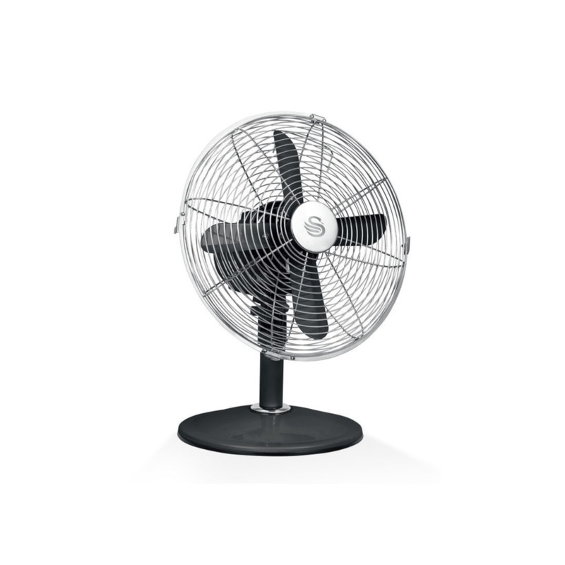 Buy Swan 30cm Black Retro Desk Fan 3 Speed Air Cooling Adjustable Tilt MyDeal