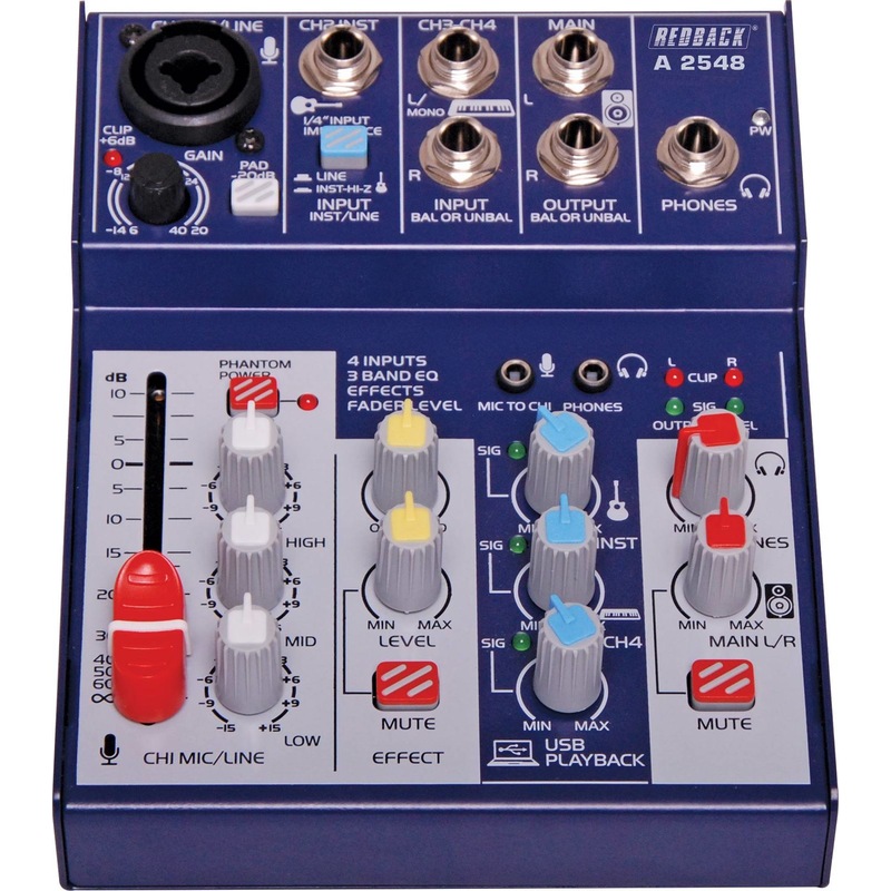 Buy Redback Ultra compact design 4 Channel Mixer With USB Output & Effects with USB PC interface